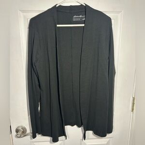 Eddie Bauer open-front cardigan women large Black light weight